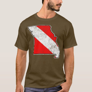 Missouri Dive Flag Scuba Diving State Map Dive Fla T-Shirt