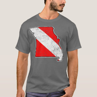 Missouri Dive Flag Scuba Diving State Map Dive Fla T-Shirt