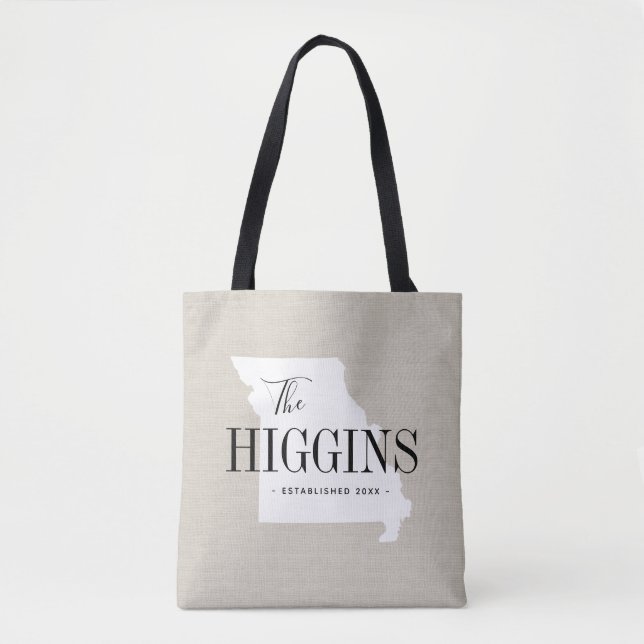 Missouri Family Monogram State Tote Bag (Front)