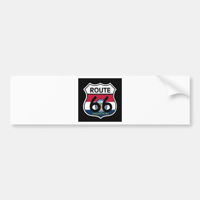 Missouri Flag Route 66 Shield Bumper Sticker (Front)