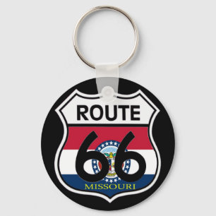 Missouri Flag Route 66 Shield Keychain