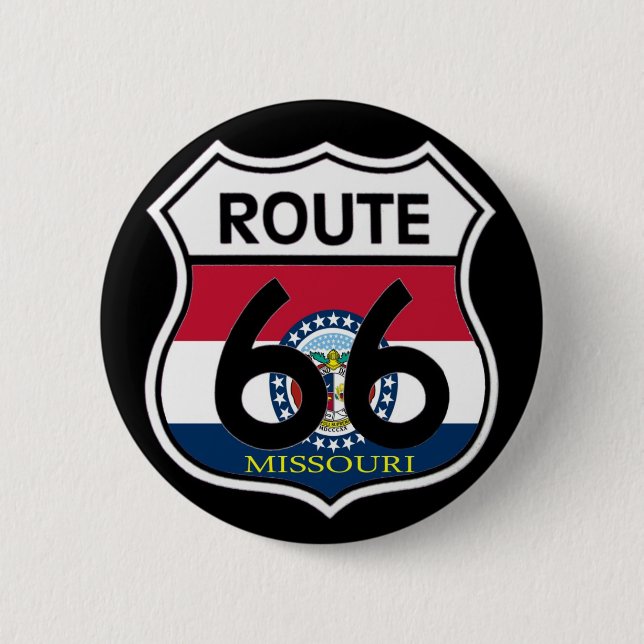 Missouri Flag Route 66 Shield Pinback Button (Front)
