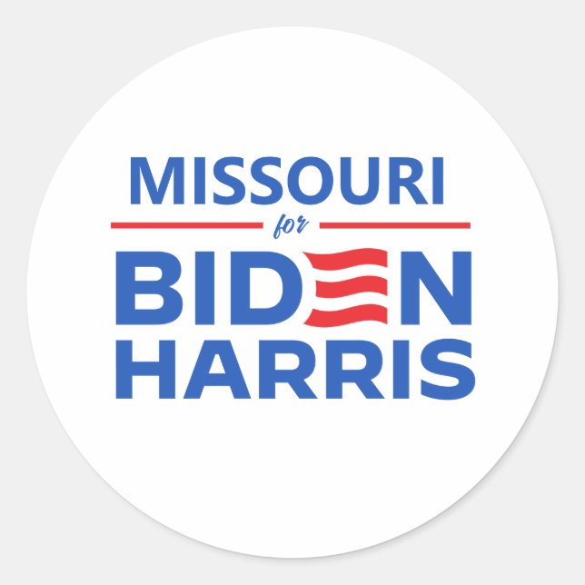 Missouri for Biden Harris Classic Round Sticker (Front)