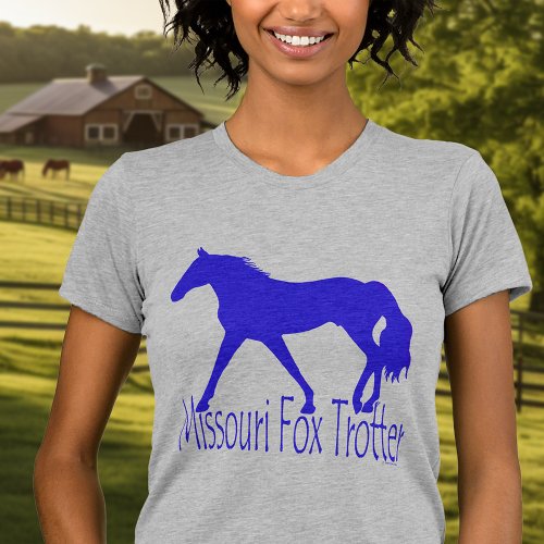 Missouri Fox Trotter Blue Horse Silhouette T_Shirt