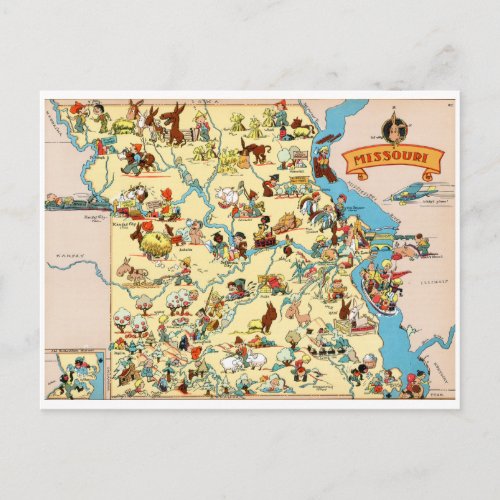 Missouri Funny Vintage Map Postcard