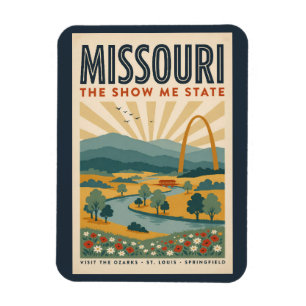 Missouri Gateway Arch Illustration Travel Art Magnet