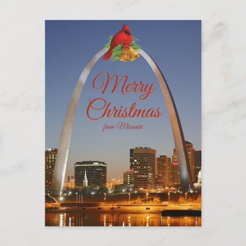 Missouri Gateway Arch Merry Christmas Holiday Postcard