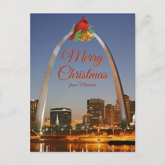 Missouri Gateway Arch Merry Christmas Holiday Postcard (Front)