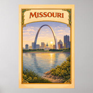 Missouri Gateway Arch Vintage Poster
