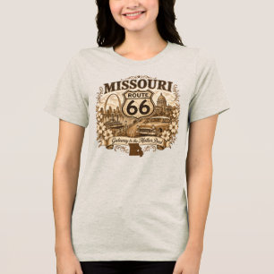 Missouri Gateway Arch Vintage Sepia Route 66 Tri-Blend Shirt
