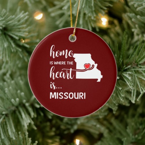 Missouri home is where the heart is ceramic ornament
