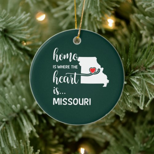 Missouri home is where the heart is ceramic ornament