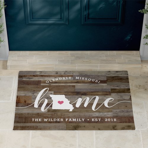 Missouri Home State Personalized Wood Look Doormat