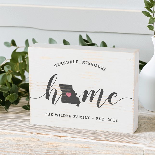 Missouri Home State Rustic Family Name Wooden Box Sign (Creator Uploaded)