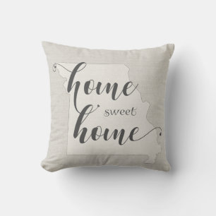Missouri - Home Sweet Home burlap-look Throw Pillow