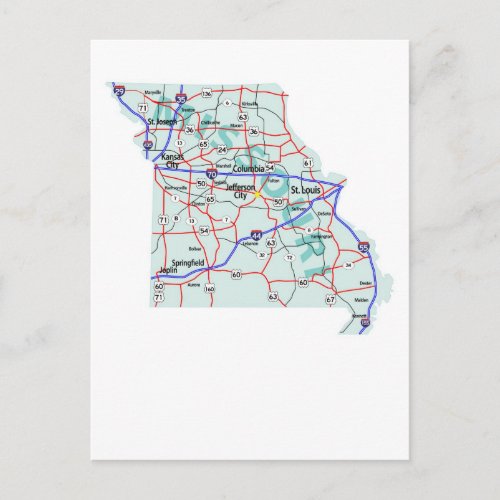 Missouri Interstate Map Postcard