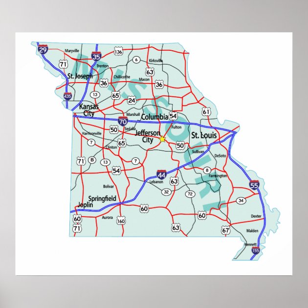 Missouri Interstate Map Print Zazzle   Missouri Interstate Map Print Ra4462abb97f146528f201be1e2d492eb Az3zt 8byvr 630 