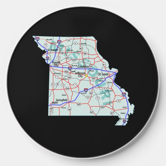 Missouri Interstate Map Wireless Charger (Front)