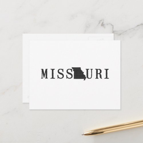 Missouri Map Shaped Letter State Word Art Black Postcard