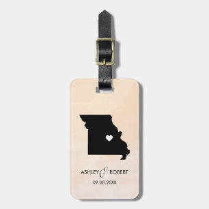 Missouri Map Wedding Luggage Tag, Couple's Name Tag