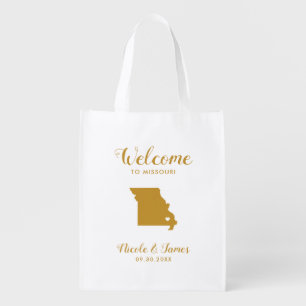 Missouri Map Wedding Welcome Bag, Gold Tote Bag