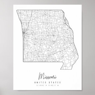 Missouri Minimal Street Map Poster