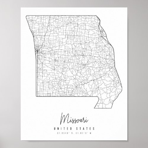 Missouri Minimal Street Map Poster