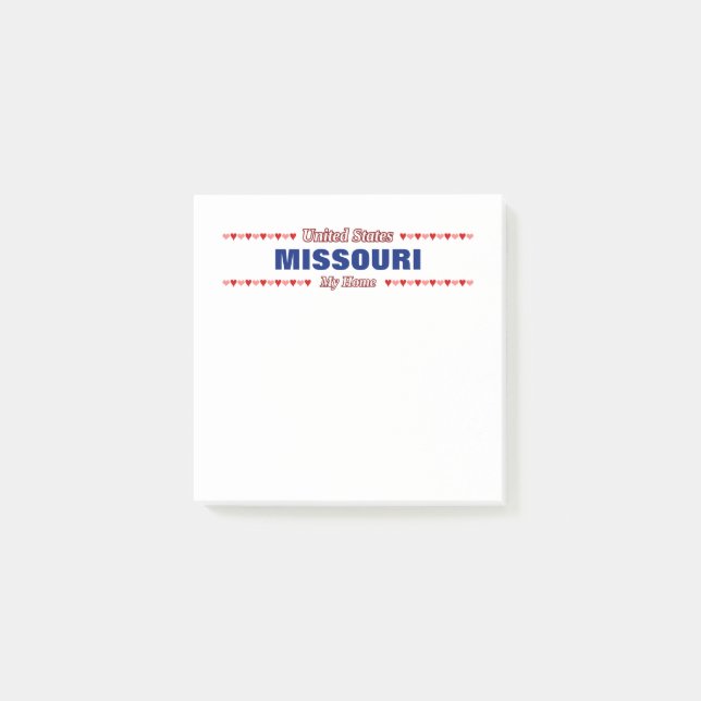 MISSOURI - My Home - United States; Hearts Post-it Notes (Front)