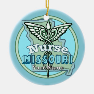 Missouri Nurse Caduceus Ceramic Ornament