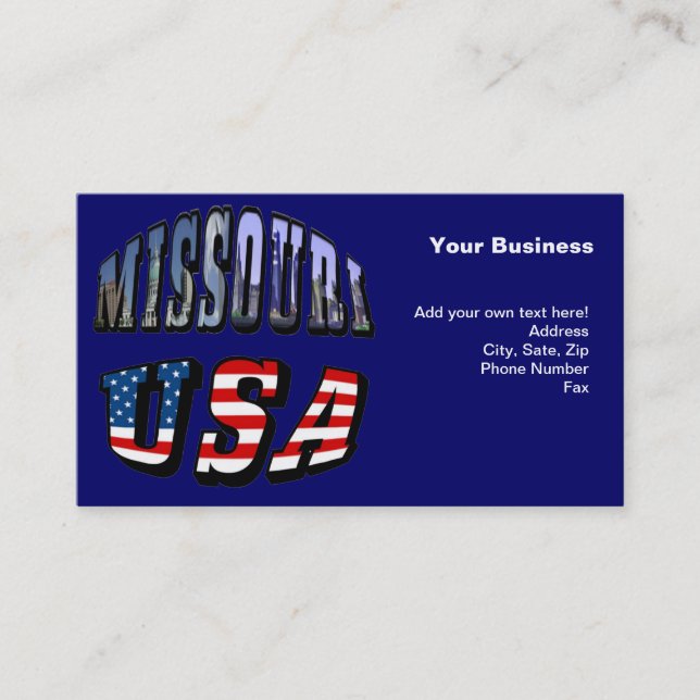 Missouri Picture and USA Text Business Card (Front)