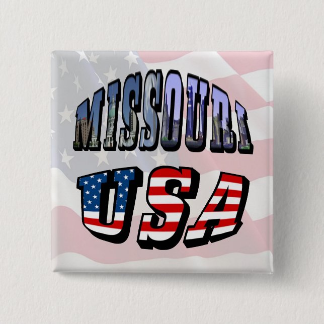 Missouri Picture and USA Text Button (Front)