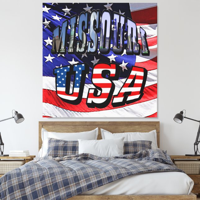 Missouri Picture and USA Text Canvas Print (Insitu(Bedroom))