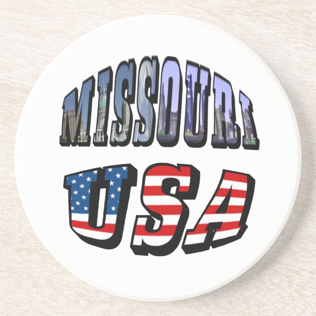 Missouri Picture and USA Text Drink Coaster (Front)