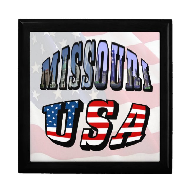 Missouri Picture and USA Text Gift Box (Front)