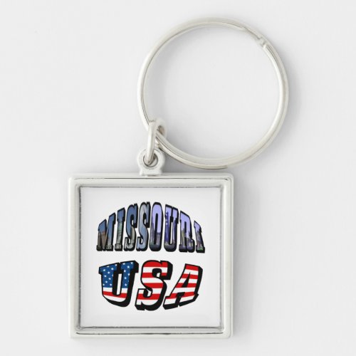 Missouri Picture and USA Text Keychain