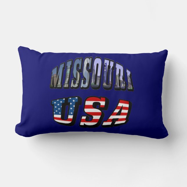 Missouri Picture and USA Text Lumbar Pillow (Front)