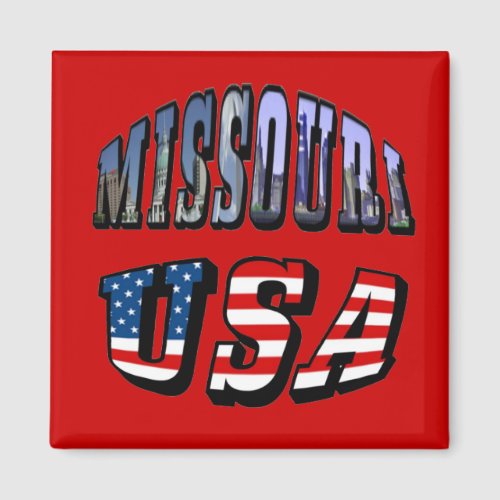 Missouri Picture and USA Text Magnet