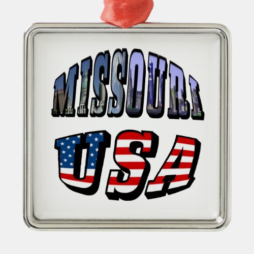 Missouri Picture and USA Text Metal Ornament