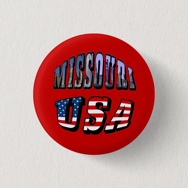 Missouri Picture and USA Text Pinback Button (Front)