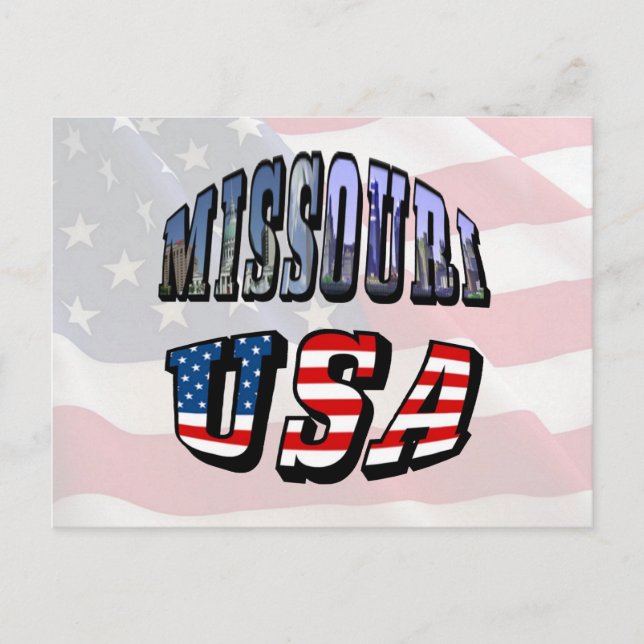 Missouri Picture and USA Text Postcard (Front)