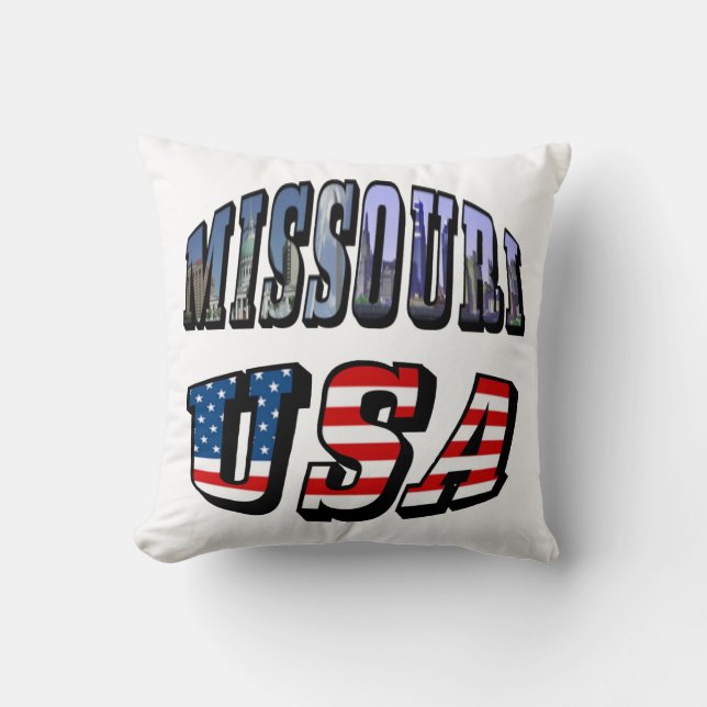 Missouri Picture and USA Text Throw Pillow (Front)