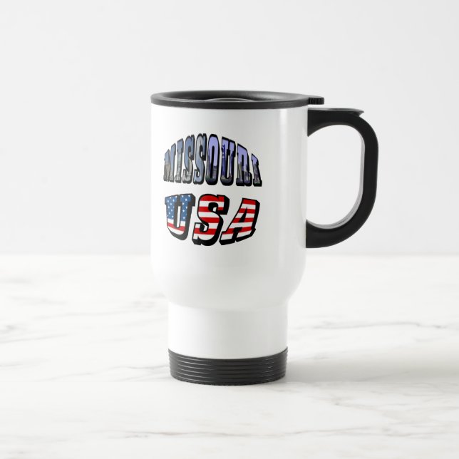 Missouri Picture and USA Text Travel Mug (Right)