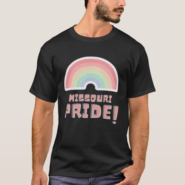 Missouri Pride LGBTQ Cute Rainbow Minimalist Pride T-Shirt (Front)