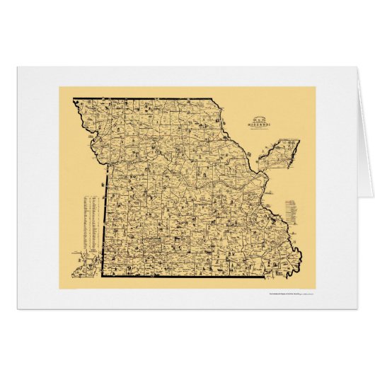 Missouri Railroad Map 1897 Cards (Front Horizontal)
