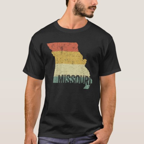 Missouri Retro Vintage Sunset Distressed State Map T_Shirt