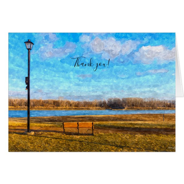 Missouri River Bench Painterly Thank You Card (Front Horizontal)