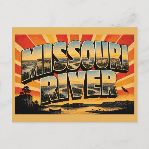 Missouri River SD Bluffs Cottonwood Forest Art Postcard