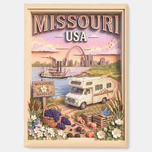 Missouri Road Trip Gateway Arch Textured Skyline Magnet