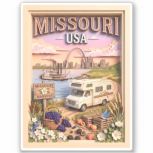 Missouri Road Trip Gateway Arch Textured Skyline Sticker