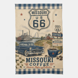 Missouri Route 66 Americana Coffee Roadside Art Kitchen Towel